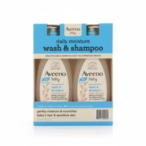 Aveeno Baby Daily Moisture Wash & Shampoo Twin Pack – 2 × 532ml — baby care available at Kendera Skincare & Cosmetics, Enugu